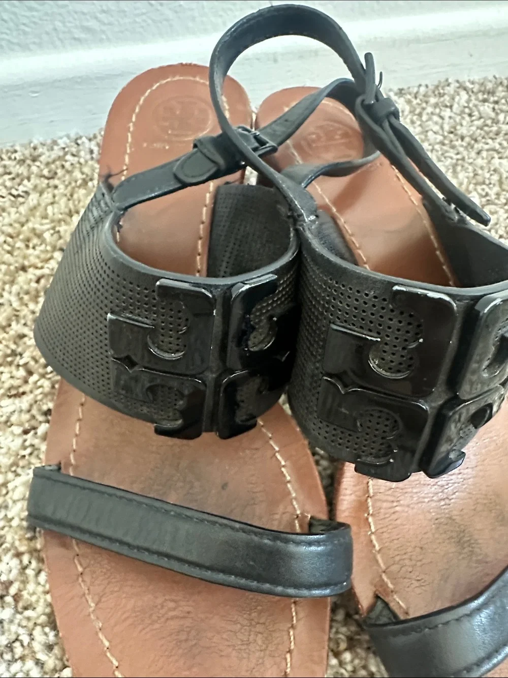Tory Burch Leather Black Sandal Women's Black Leather Slingback Sandals
